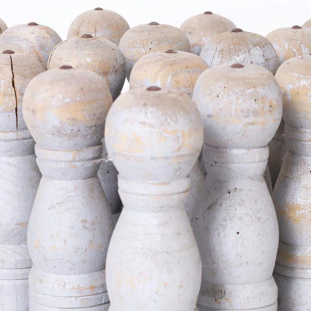 Set of Twenty One Antique Skittle Pins For Sale - Image 4 of 10