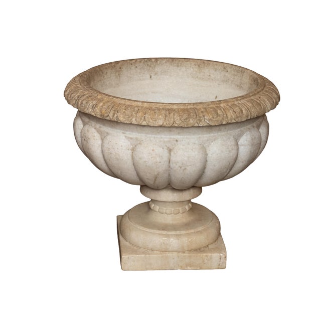 19th Century Italian Neo-Classical Wine Cooler or Standing Urn Centerpiece of Carved Marble For Sale - Image 5 of 12
