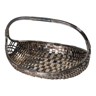 Mid-Century Modern Silverplate Woven Basket by WMF For Sale