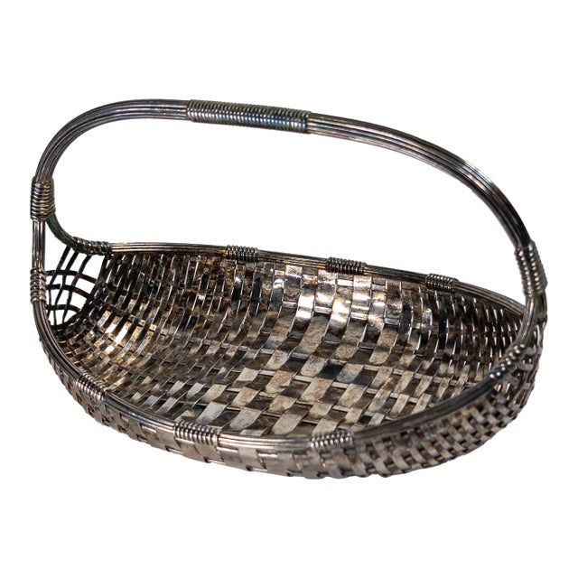 Mid-Century Modern Silverplate Woven Basket by WMF For Sale