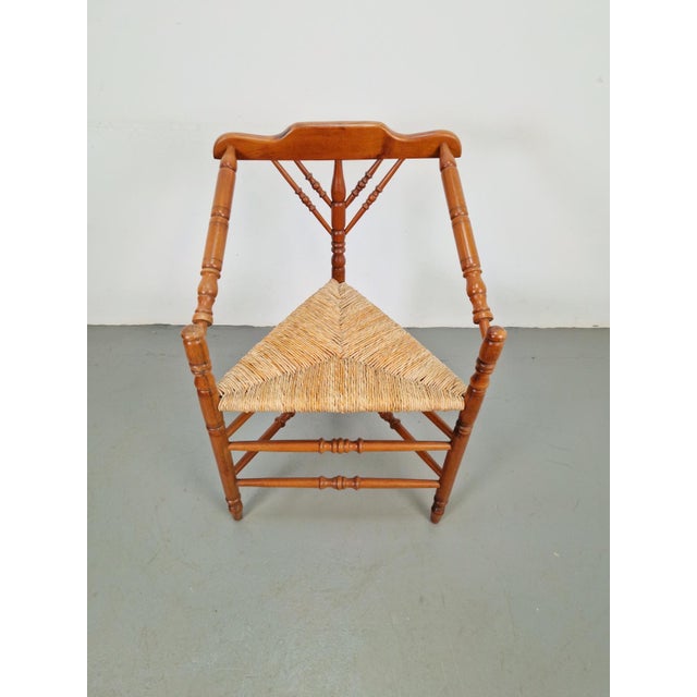 Dutch Bobbin and Rush Corner Chair, 1950s For Sale - Image 4 of 9