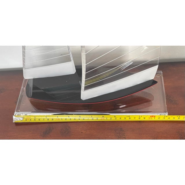 Transparent Vintage Nautical Art Lucite Schooner Yacht Sailboat, Unmarked For Sale - Image 8 of 9