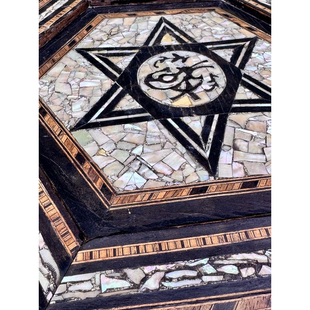 Early 20th Century Hand-Crafted Mother-of-Pearl Inlaid Table For Sale In Los Angeles - Image 6 of 7