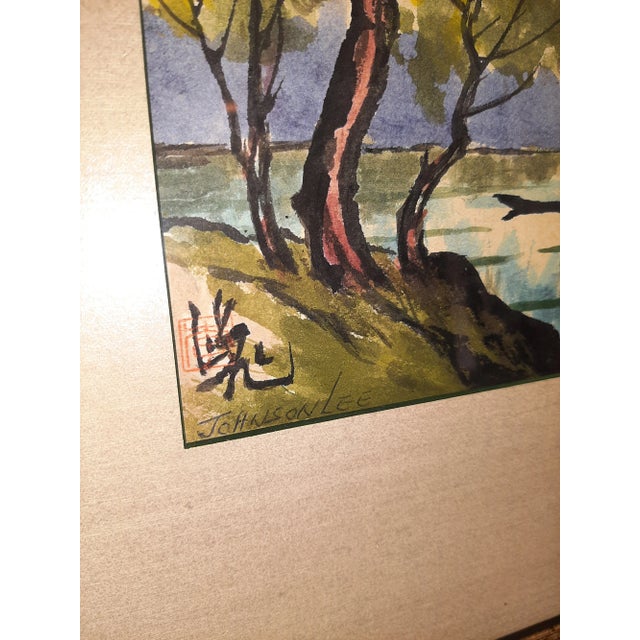 Vintage Johnson Lee Watercolor Signed Painting Master Finger Painter For Sale In Fayetteville, AR - Image 6 of 8
