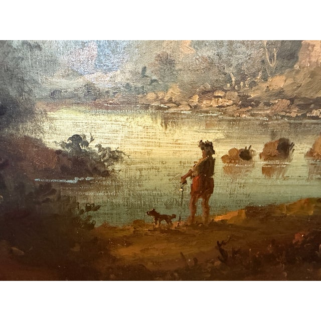 C. Patin Huge Vintage European Cityscape/ Landscape Oil Painting Gilt Frame For Sale - Image 4 of 13