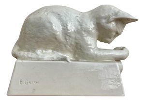 Young Cat in Creil and Montereau Earthenware by Ernest Gazan