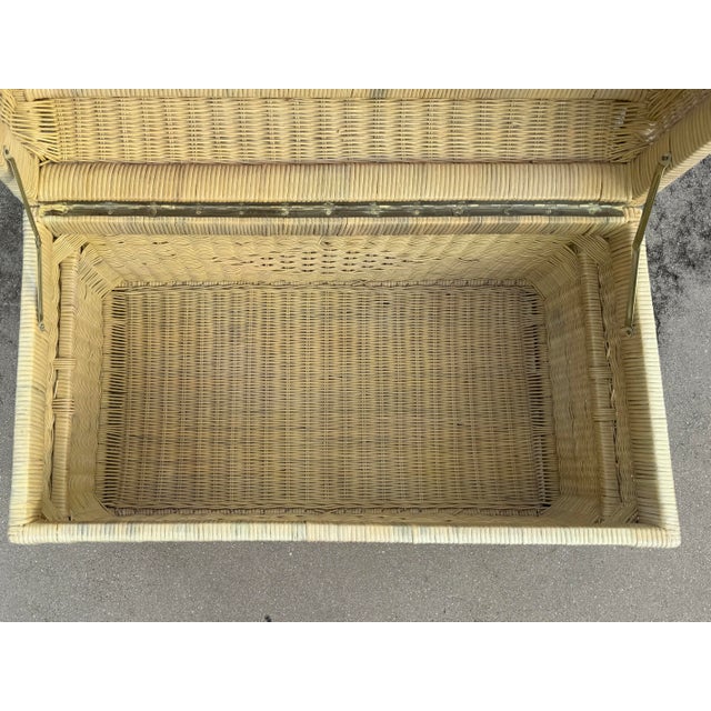 Late 20th Century Vintage Palm Beach Wicker Basket Blanket Chest / Storage Trunk For Sale - Image 5 of 13