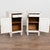 Pair, small Swedish country white painted nightstands or small cabinets standing on tapered feet. Canted sides have simple...