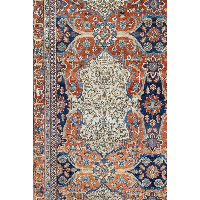 Textile Zabihi Collection 19th Century Museum Caliber Mohtasham Kashan Rug For Sale - Image 7 of 12