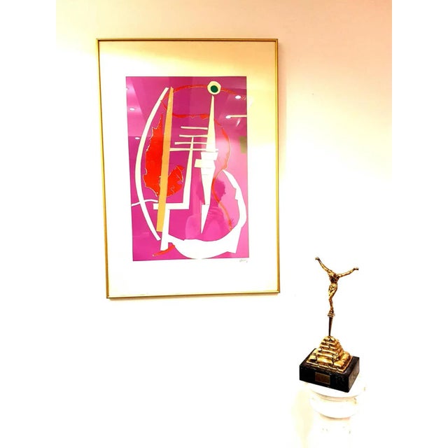 André Lanskoy - Abstract Pink Composition - Original Lithograph 1960s For Sale - Image 3 of 5