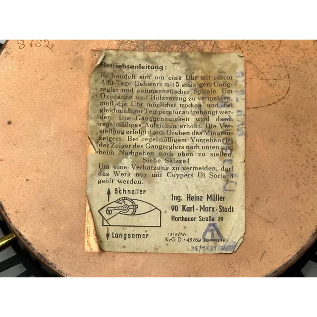 Mid-Century Sunburst Wall Clock from Müller, 1960s For Sale - Image 9 of 11