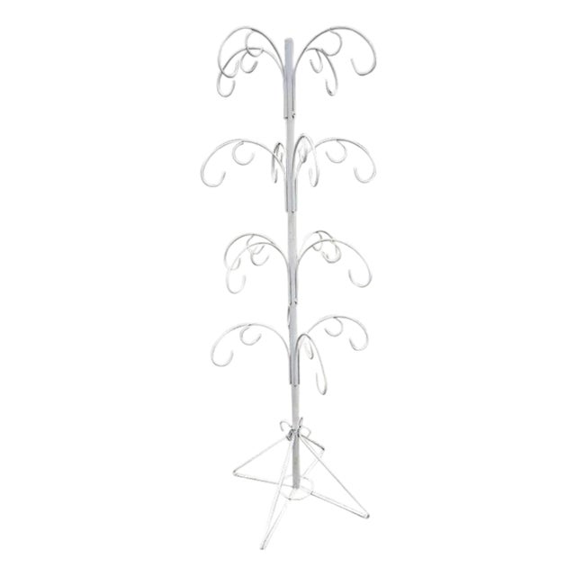 Late 20th Century Whimsical 74" Tall Wrought Iron 16 Hook Garden Ornament Planter Pot Stand Holder For Sale