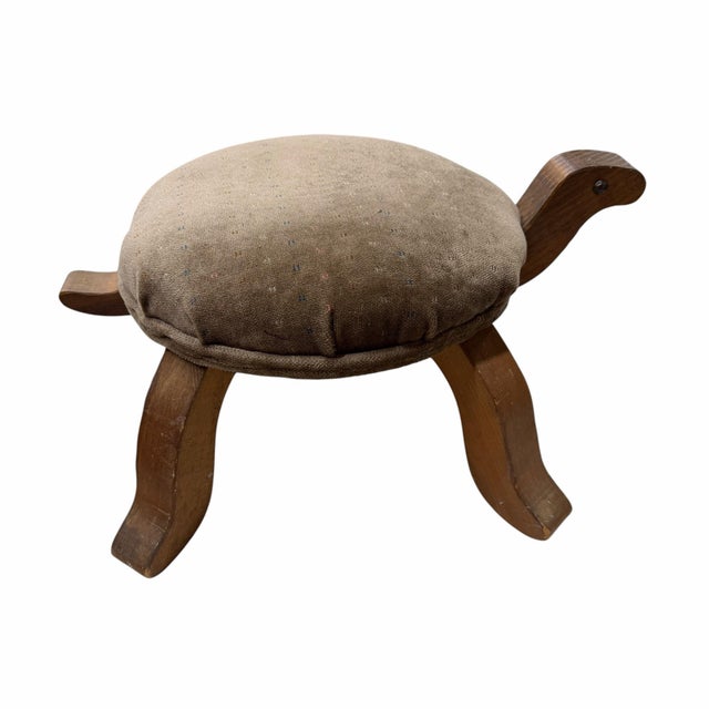 Wood Vintage Turtle Footstool For Sale - Image 7 of 9