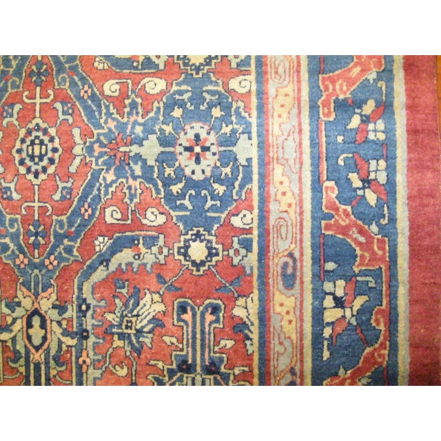Antique Indian Sultanabad Wool 12x16 Red, Blue & Ivory Handmade Area Rug #9902404 For Sale - Image 4 of 4