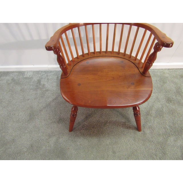 Duckloe Solid Cherry Fan Back Windsor Arn Chair For Sale - Image 4 of 6