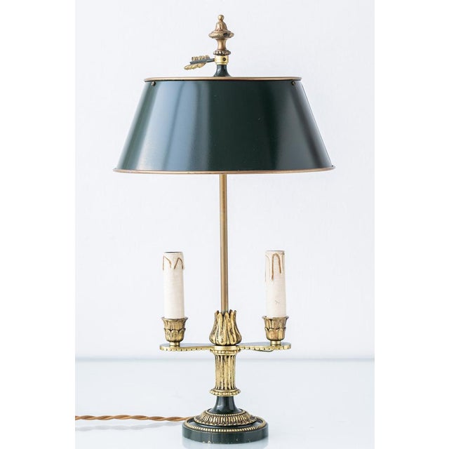 Vintage French Empire Two-Light Bouillotte Table Lamp, 1950s For Sale - Image 6 of 18