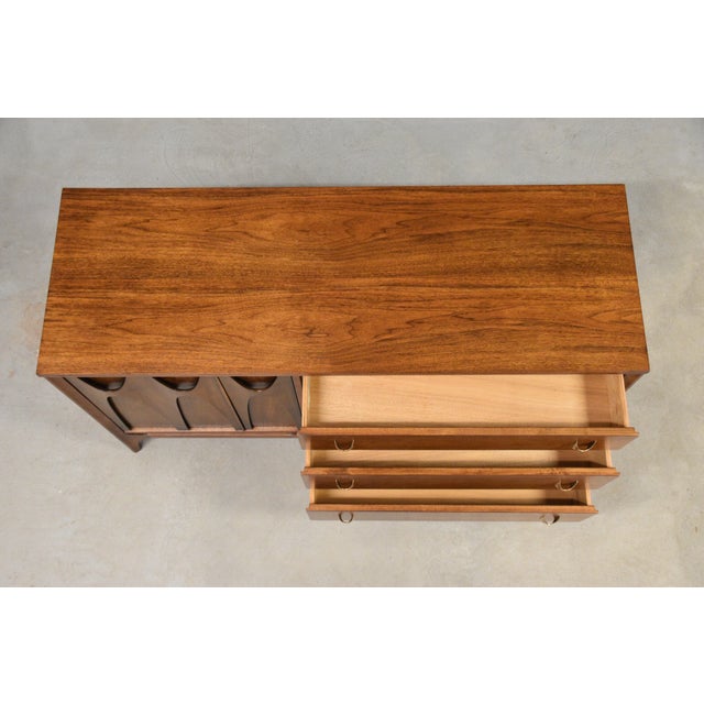 1960s Refinished Broyhill Brasilia 54” Walnut Dresser Credenza For Sale - Image 9 of 10