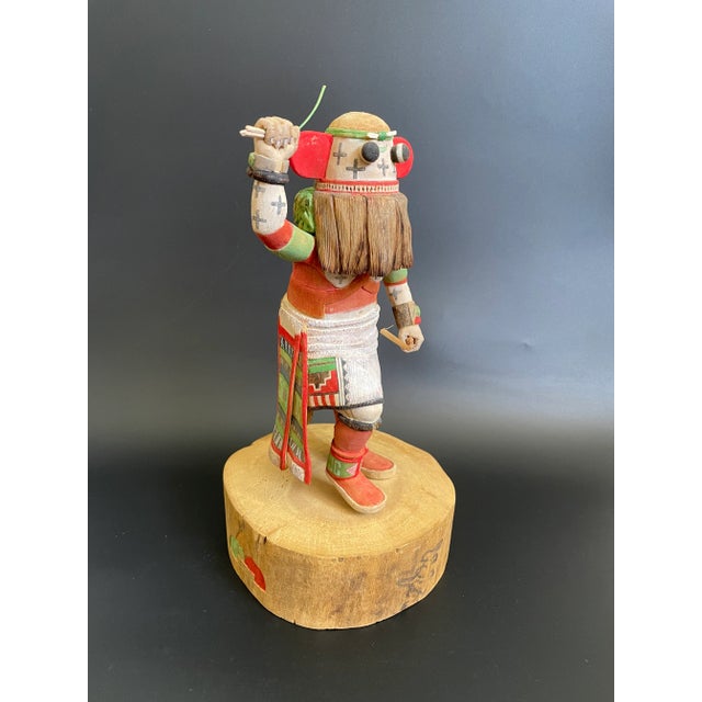 Native American 1986 Hopi Carved Broadface Wuyak-Kuita Kachina by Kevin Pochoema For Sale - Image 3 of 12