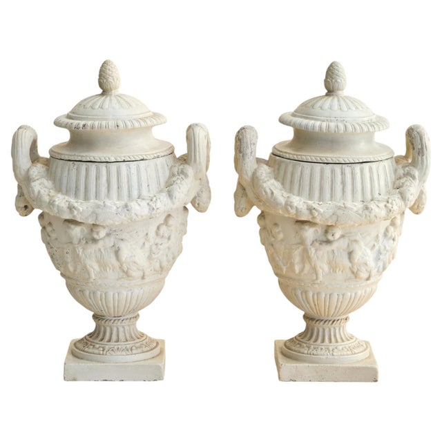 A 20th century Italian Neoclassical urn drawing from classical architectural forms and ornamental garden vessels. Crafted...