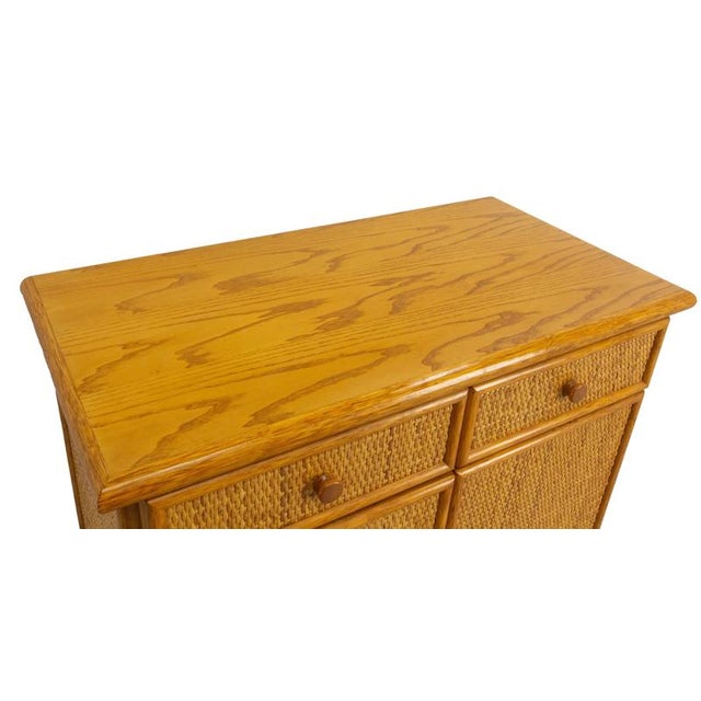 Tan French Rattan & Elm Buffet Cabinet, 1970s For Sale - Image 8 of 13