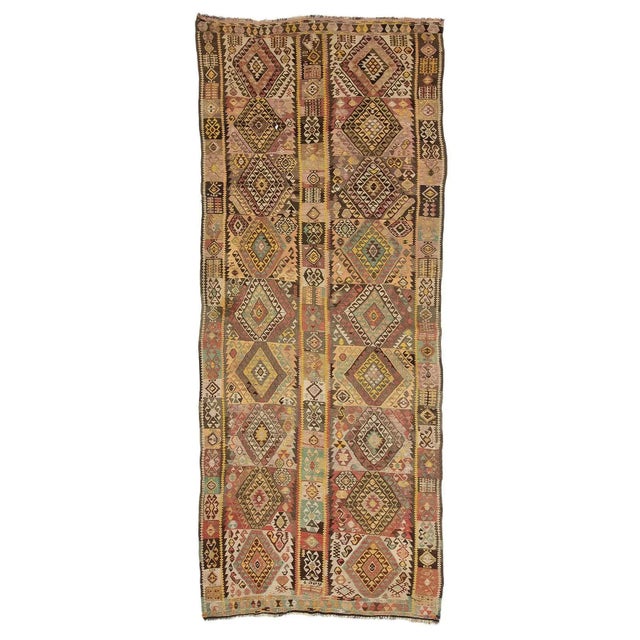 Textile Vintage Turkish Wool Kars Kilim Rug For Sale - Image 7 of 7