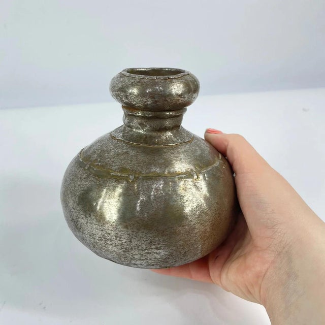Silver Early 20th Century Indian Metal Bottle MATTER COLLECTION For Sale - Image 8 of 9