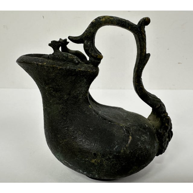 Antique 19th Century Bronze Grand Tour Askos Pouring Vessel Made in the Roman Style 4w X 4h For Sale - Image 10 of 14