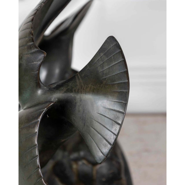 Mid 20th Century J.B. Léonard, Two Seagulls in Flight, Art Deco Bronze Sculpture For Sale - Image 12 of 12
