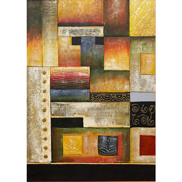 A large decorative American abstract giclee print, Hollywood Regency style. This very colorful artwork will enhance any...