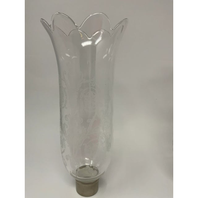 2000s Baccarat Tulip Crystal Hurricanes With Scalloped Rim, Acanthus Pattern- a Pair For Sale In Los Angeles - Image 6 of 10