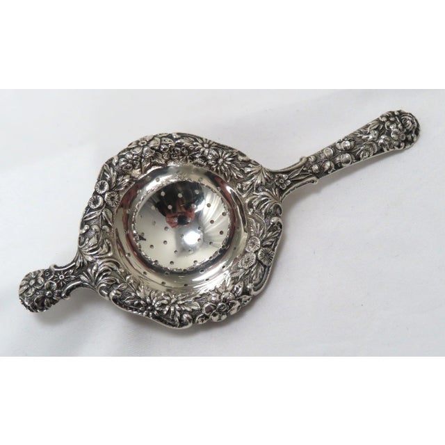 Victorian Antique Signed Kirk & Son Solid Sterling Silver Tea Strainer For Sale - Image 3 of 13