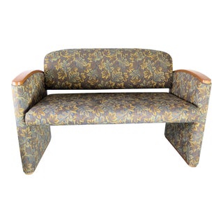 Vintage Paul Laszlo Style Settee W/Wooden Armrests For Sale