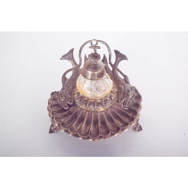 Silver Silver Inkwell in the shape of Shell, 1890s For Sale - Image 8 of 12