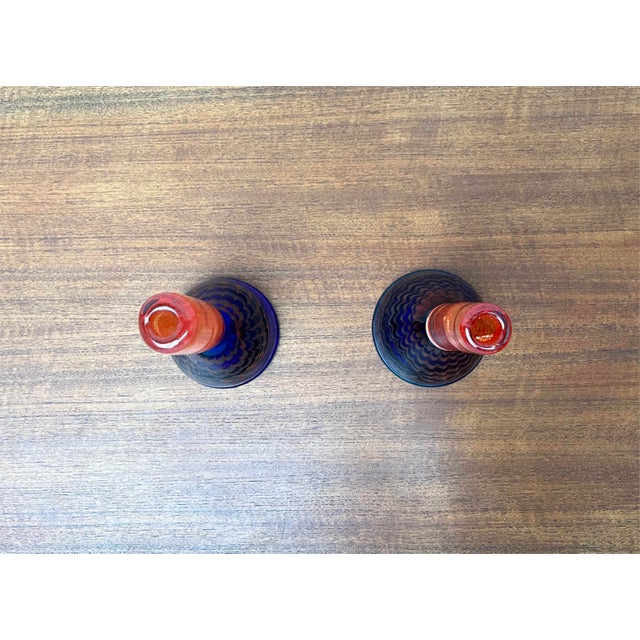 Vintage Art Glass Candleholders, Set of 2, in Very Good conditions. Designed 1980 to 1989