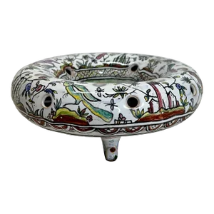 Conimbra Portuguese Ceramic Flower Frog Hand Painted With Woodland Animals