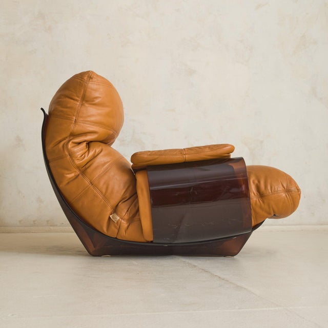 Marsala' Cognac Leather Lounge Chair by Michel Ducaroy for Ligne Roset, 1970s For Sale - Image 10 of 11