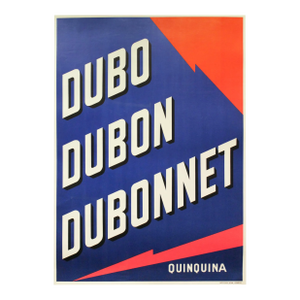 1940's French Wine Poster, Dubo, Dubon, Dubonnet, Quinquina