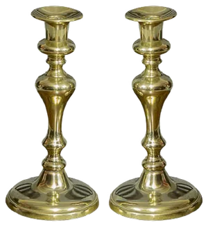 Early-19th Century Brass Candlesticks, Set of 2