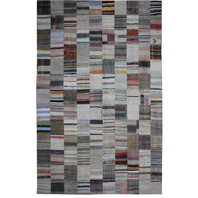 Hand Knotted Patchwork Rugs by Aara Rugs Inc. - 13'1" X 9'10" For Sale