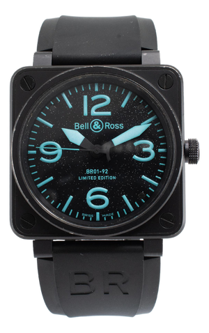 Bell & Ross Br01-92 Blue Limited Edition 46mm BR01-92-Sblu Black PVD Steel Watch