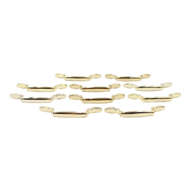 Set of Polished Brass 5.25 In. Traditional Drawer Cabinet Pulls For Sale