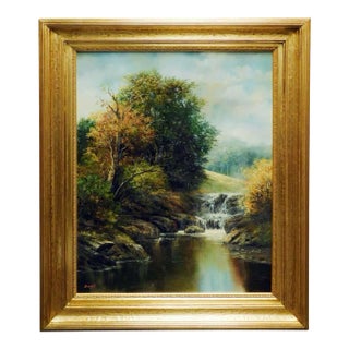 2000s "Autumn Scene" Landscape Oil Painting on Canvas by Bacci, Framed For Sale