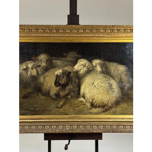 D. Van Lokhorst, Sheep in the Stable, 19th Century, Oil on Canvas For Sale - Image 13 of 18
