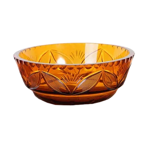 Vintage Bohemian Amber Cut Glass Bowl