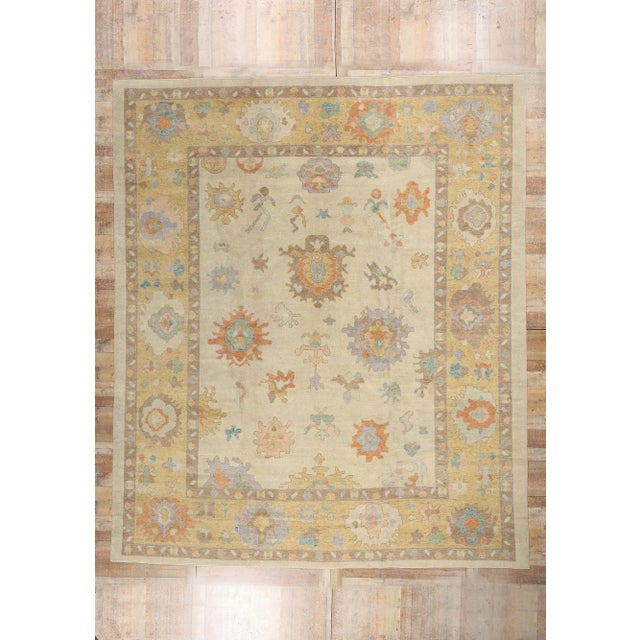 Vintage Modern Turkish Oushak Rug - 12'05 X 14'09 For Sale - Image 9 of 9