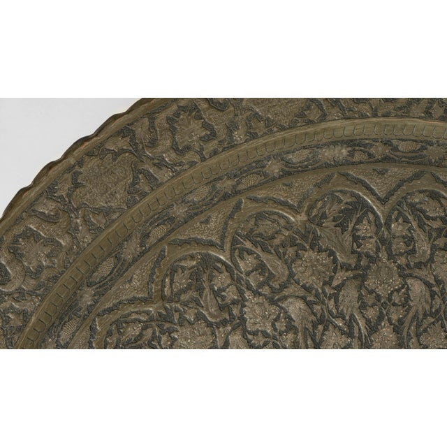 1960s African Hand-Carved Interlocking Wooden Table With Brass Top For Sale - Image 11 of 18