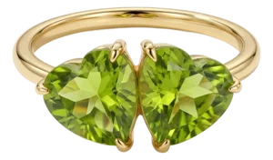 Peridot Double Heart Shape Ring, 925 Silver August Birthstone Ring Us 7
