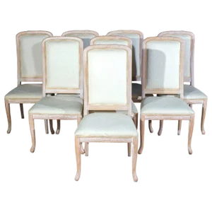 Italian White Decapé Wood Chairs, 1970s, Set of 8