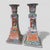 Vintage Chinoiserie Rose Medallion Porcelain Hand Painted Candle Holders -a Pair For Sale - Image 9 of 12