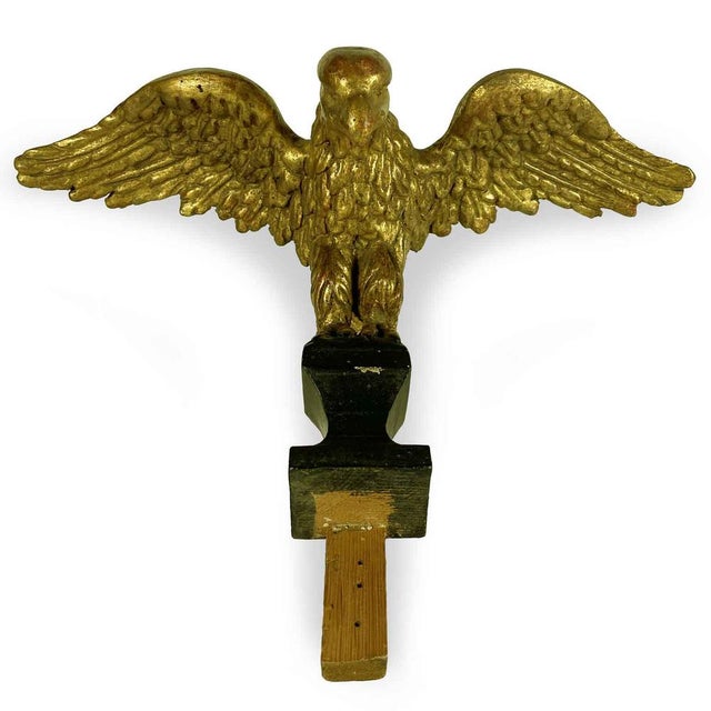 Hollywood Regency Unknown, Carved and Gilded Wooden Eagles, 1800s, Gold Leaf & Pinus Cembra, Set of 2 For Sale - Image 3 of 9